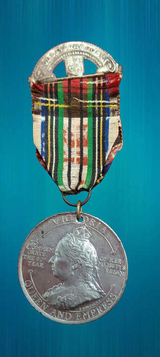 1897 United Kingdom Medal - Victoria Diamond Jubilee, "Britons Rejoice", white metal