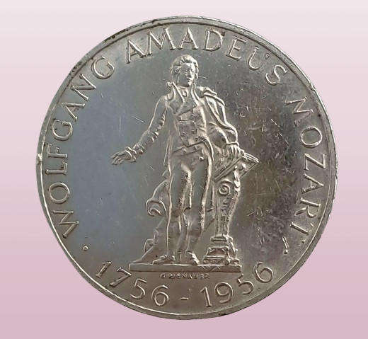1956 Austria (.800 Silver)25 Schilling Mozart-200th Anniversary of birth of Wolfgang Amadeus Mozart