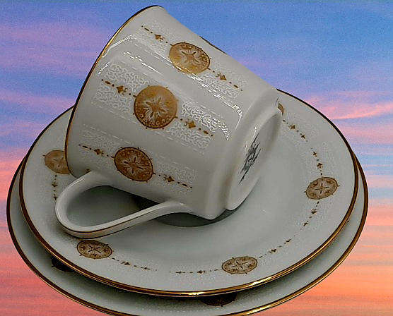18pc Vintage 1967 to 1980 Noritake 6808 Sovereign (6 Tea Trio's)- Unused ..still in Box -Japan
