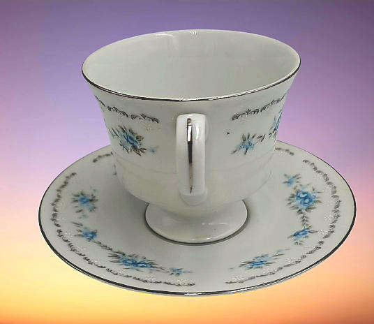 Vintage Nagoya Fine Bone China Duo  `BLUE ROSE` Japan (3 available)