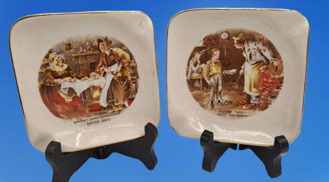 2 Vintage Sandland Ware Ashtrays by Lancaster & Sandland Oliver Twist and Betsy Prig
