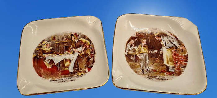 2 Vintage Sandland Ware Ashtrays by Lancaster & Sandland Oliver Twist and Betsy Prig