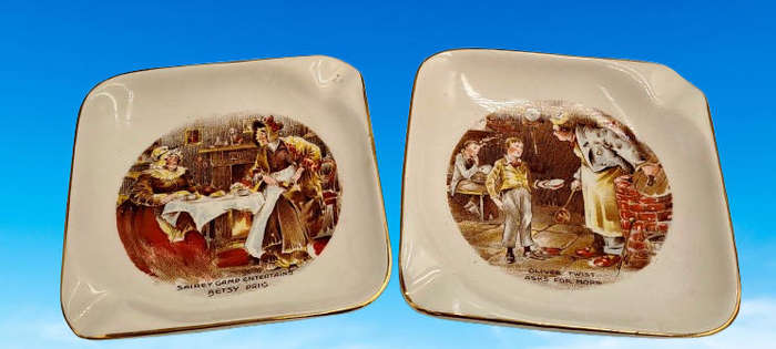 2 Vintage Sandland Ware Ashtrays by Lancaster & Sandland Oliver Twist and Betsy Prig