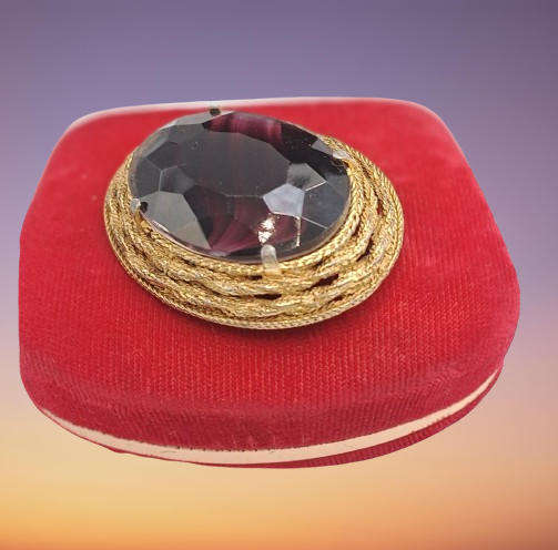 Vintage plum color brooch -Boxed