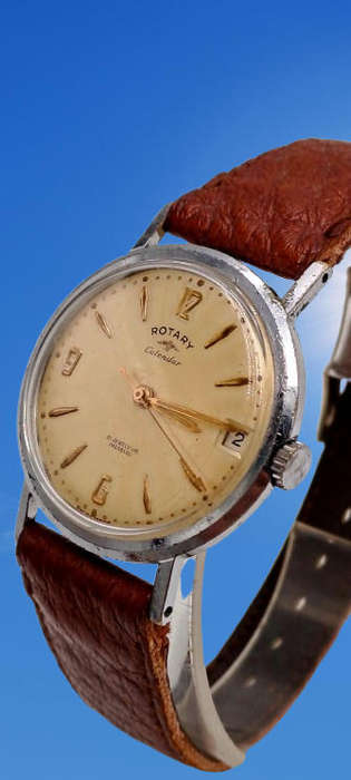 Vintage Men's Swiss Rotary Calender Incabloc 21 Jewels watch sn.295839-WORKING