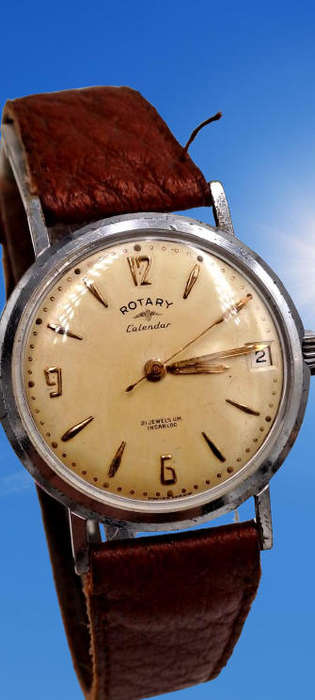 Vintage Men's Swiss Rotary Calender Incabloc 21 Jewels watch sn.295839-WORKING