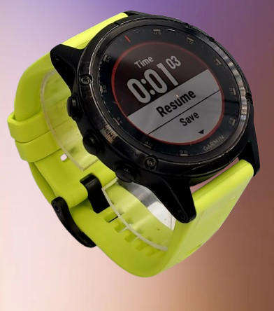 Pre-Owned Garmin Fenix 5 Plus Sapphire Edition Black with green band -Boxed