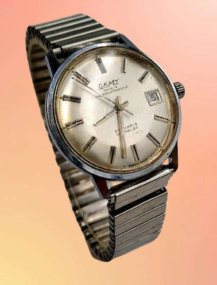 Vintage 1970's Swiss Made Camy Geneve Superautomatic Incabloc Mens watch - Working 25 Jewels