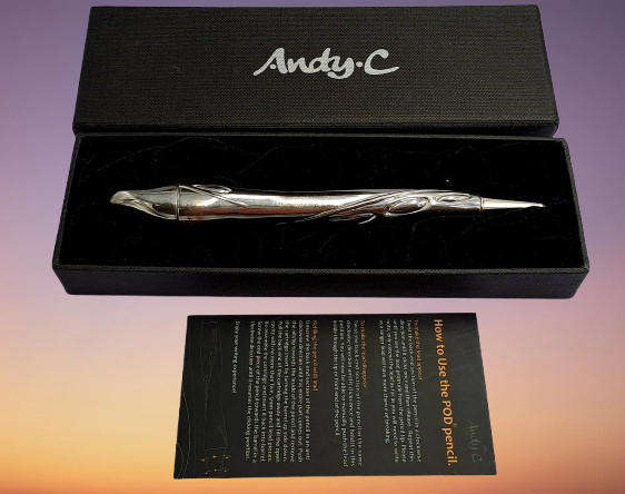 Original Andy-C Andy Cartwright designer Pencil boxed (pencil mechanism plasic top broken) Pewter
