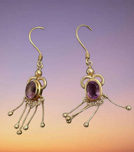Vintage Sterling Silver Earrings with Amethyst Gemstones