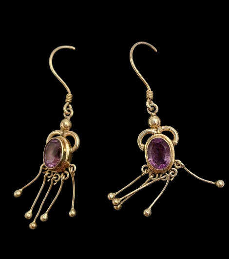 Vintage Sterling Silver Earrings with Amethyst Gemstones