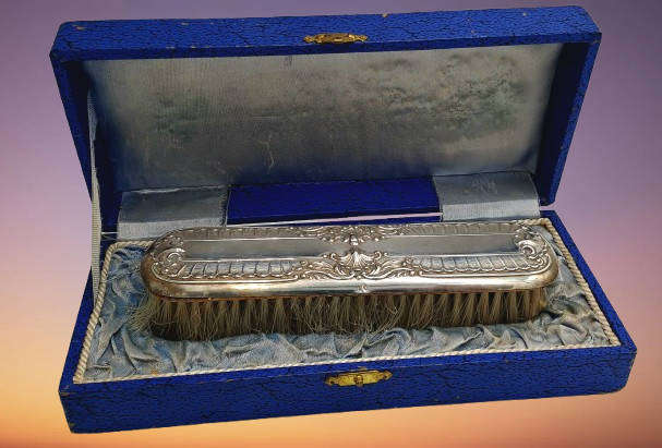 Antique Brush silver hallmarked  - Boxed (see condition)