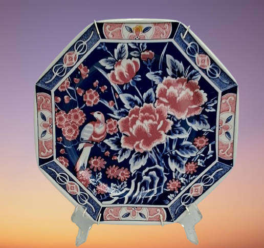 Large Vintage Hand Decorated Yamaguchi Imperial Imari wall Plate with Hanger 26,5cm