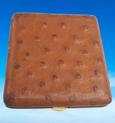 Vintage Genuine Ostrich Leather Cigarette Case 10,5cm x 9cm x1,5cm