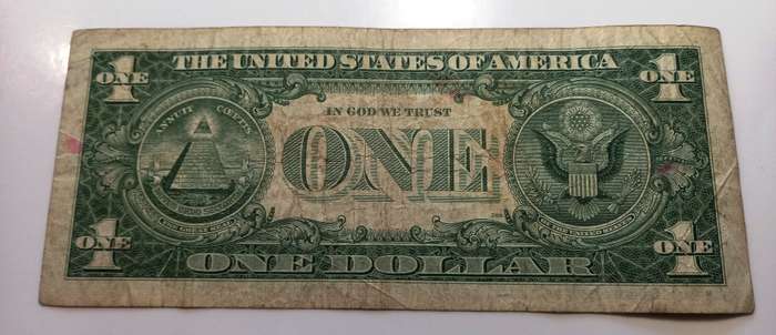 USA, 1957 Blue seal, 1 Dollar note,  " IN SILVER PAYABLE  TO THE BEARER ON DEMAND" Discontinued 1957