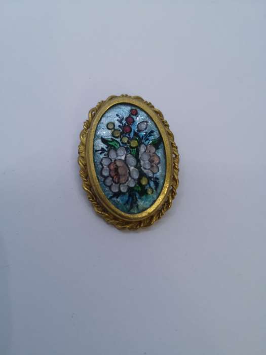 Special find! Antique French brooch, Enamel and Glass flowers - Paris J Brevers
