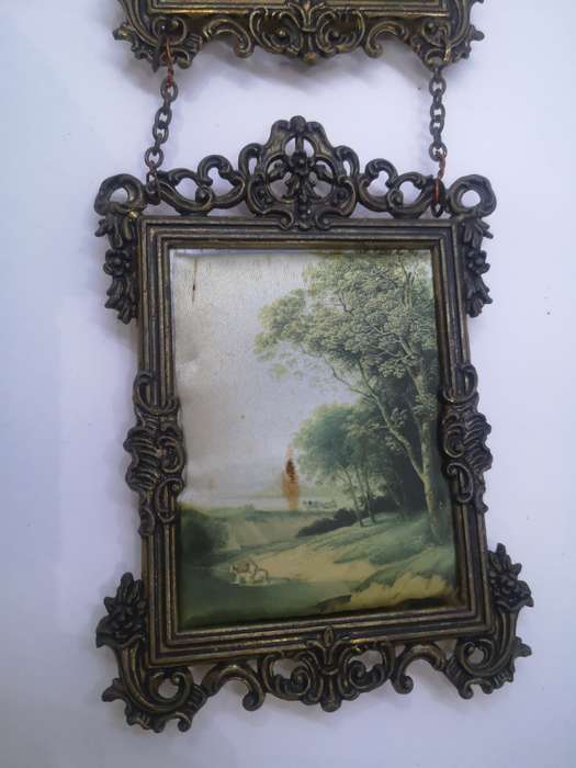 Brass frames with silk pictures