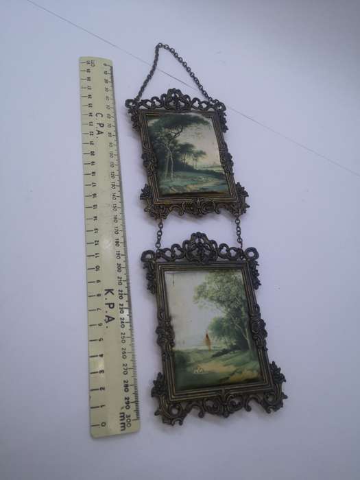 Brass frames with silk pictures