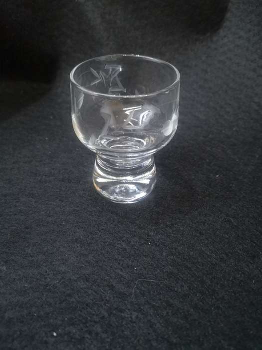 Set of ten cut glass sherry glasses
