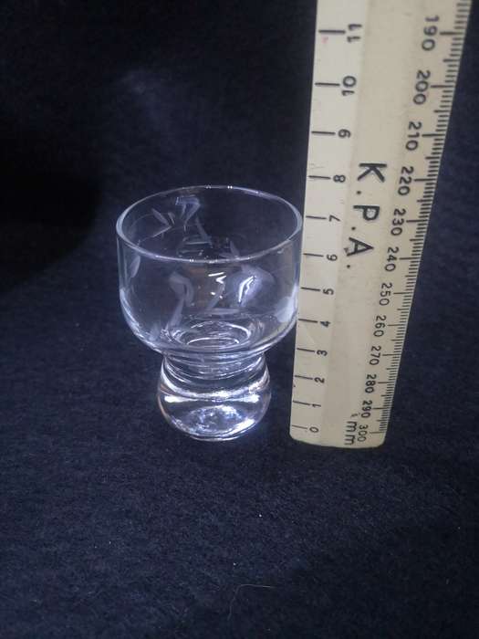 Set of ten cut glass sherry glasses