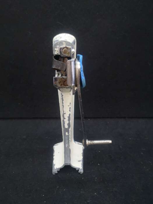 Retro Prestige wall mount can opener in blue and white