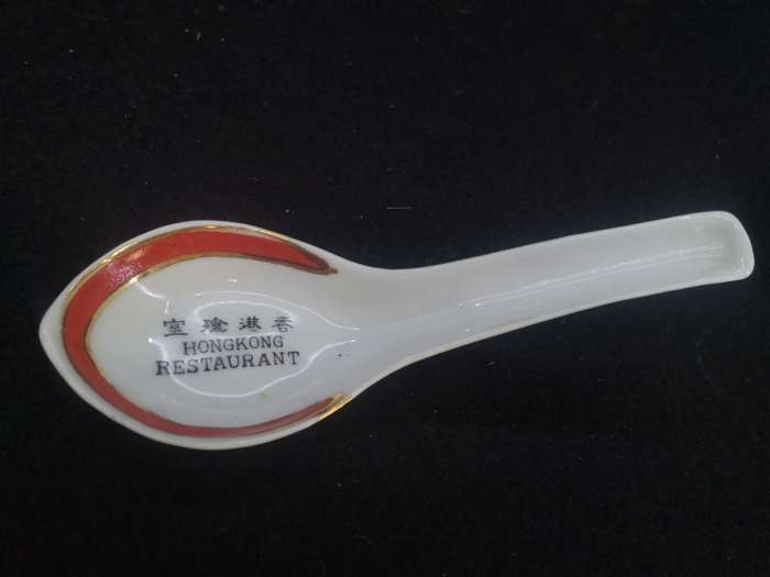 Chinese soup spoons - note small chip