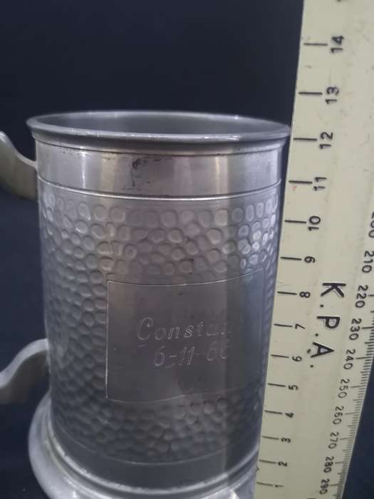 Glass bottom pewter tankard
