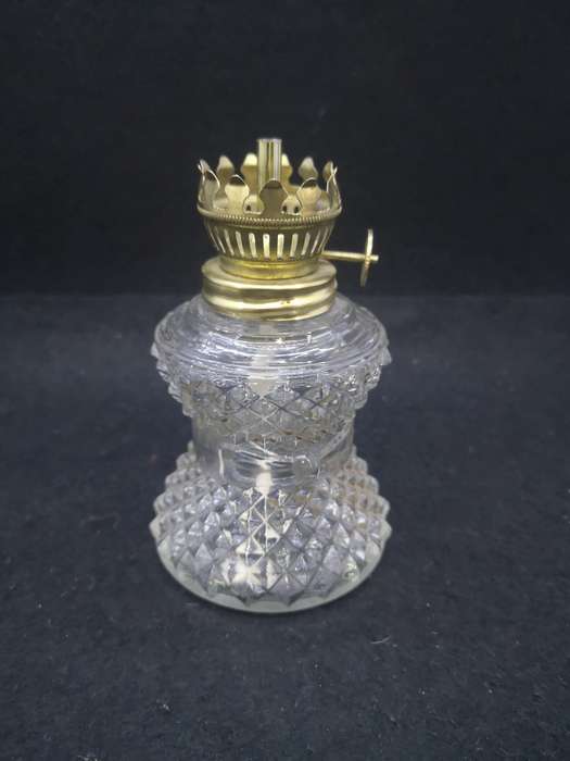 Vintage pressed glass hurricane lamp