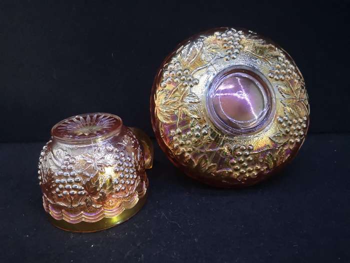 Carnival glass Imperial Grape cup and saucer