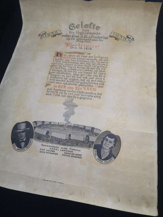 Vintage document - Battle of Blood River 1938 Slag van Bloedrivier plakaat