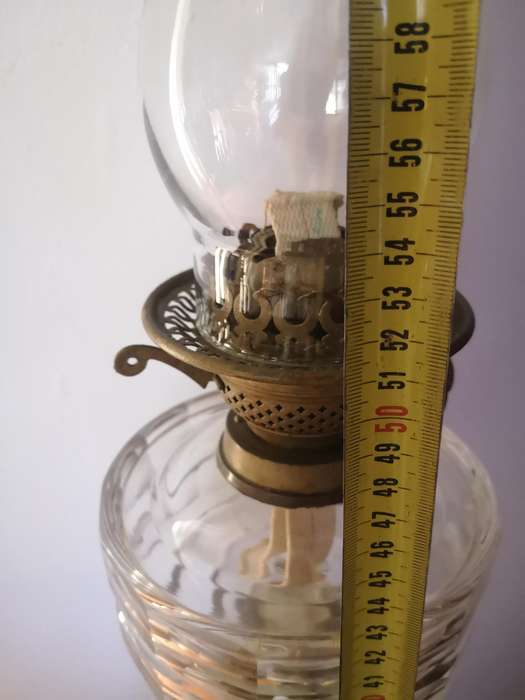Large cut glass double wick oil lamp 55cm without the glass shade!
