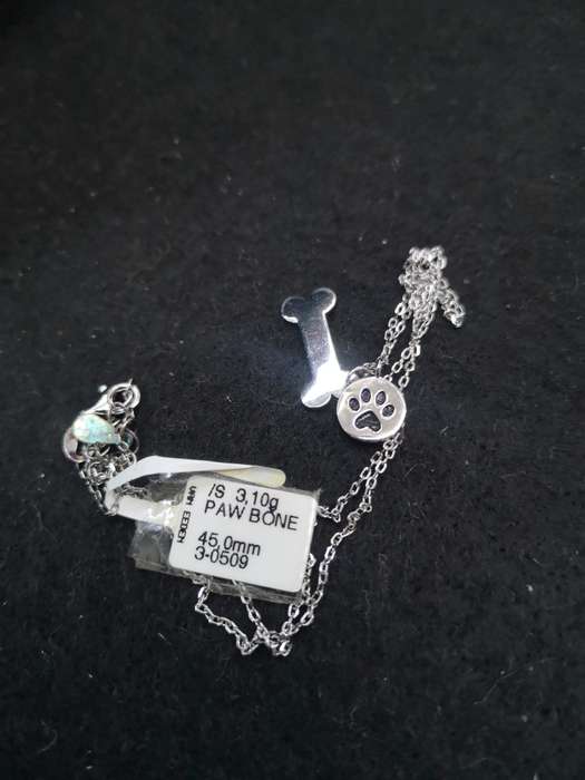 925 Silver necklace Paw and Bone