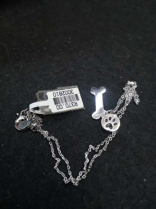 925 Silver necklace Paw and Bone