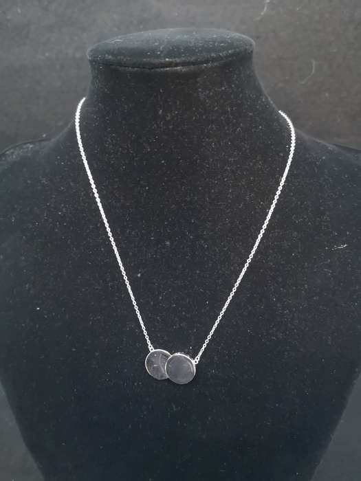 925 Silver necklace double disk