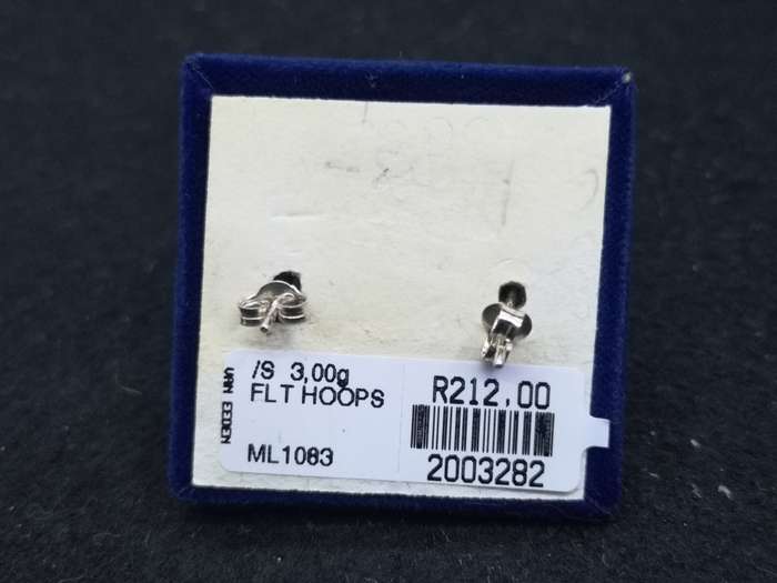 925 Silver earrings flat round hoop