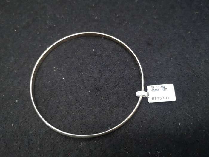 925 Silver 4mm 1/2 round bangle 11.8