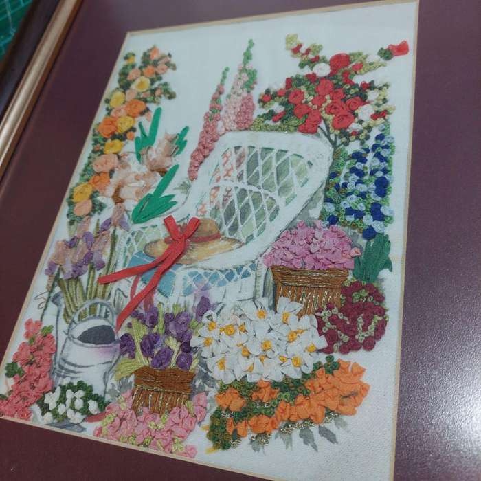 Ribbon Embroidery Artwork (framed) 33cm x 38cm