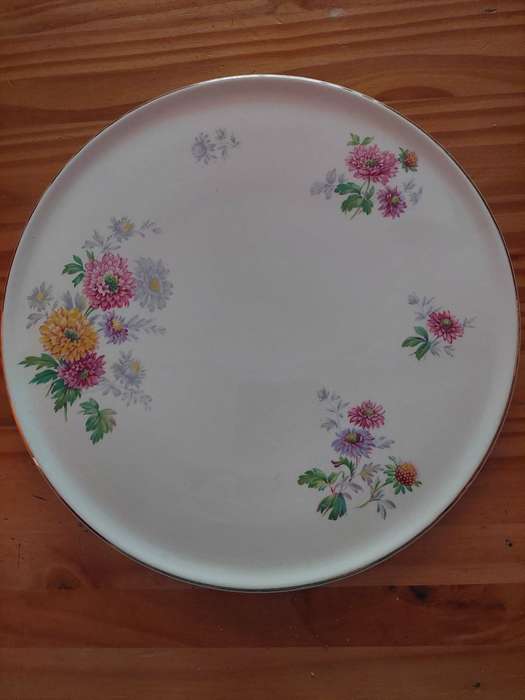 Vintage Royal Tudor Ware Barker Bros Floral Cake Plate