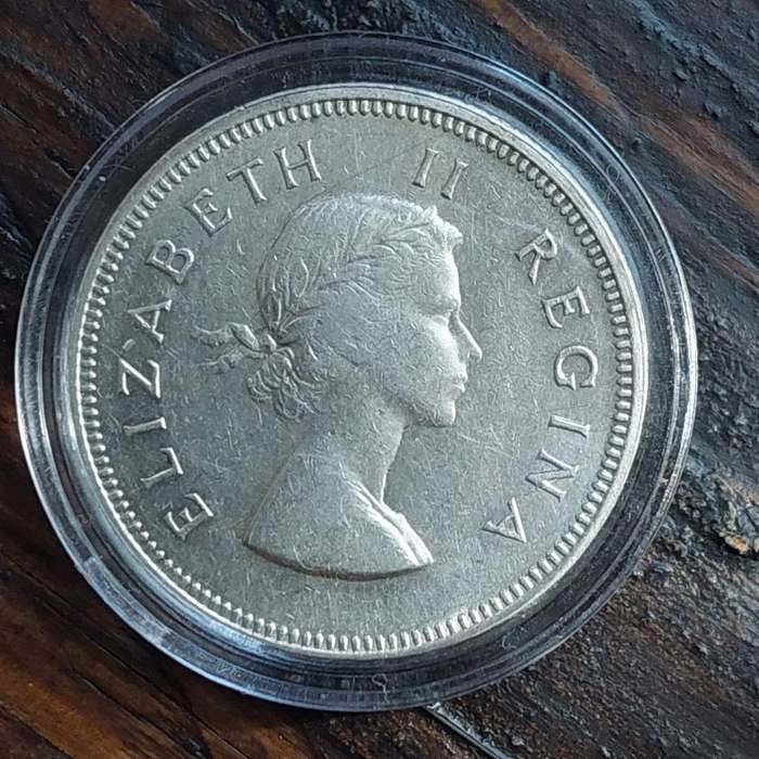 1954 South Africa 2 Shilling Silver Coin  Queen Elizabeth II