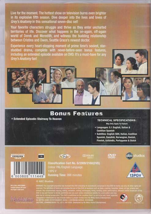 Grey's Anatomy The Complete Fifth season