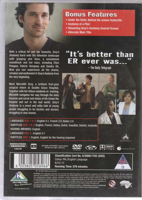 Grey's Anatomy The Complete first season