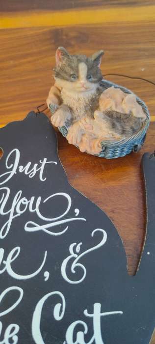 Lot of 5 cat ornaments (includes a vintage pill box)