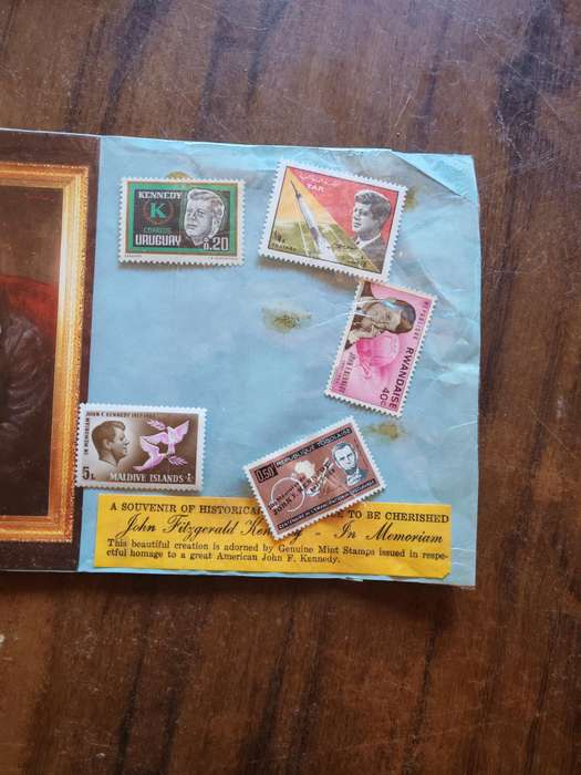 A souvenir selection of stamps of John F Kennedy