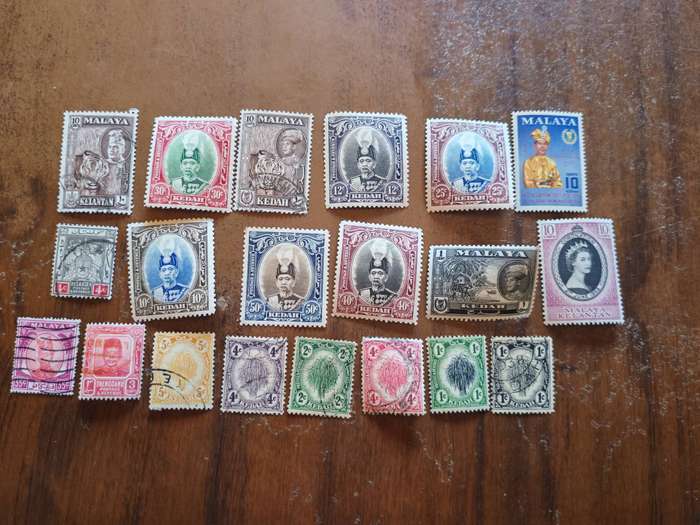Big lot of Malaya - Kedah and Kelantan stamps