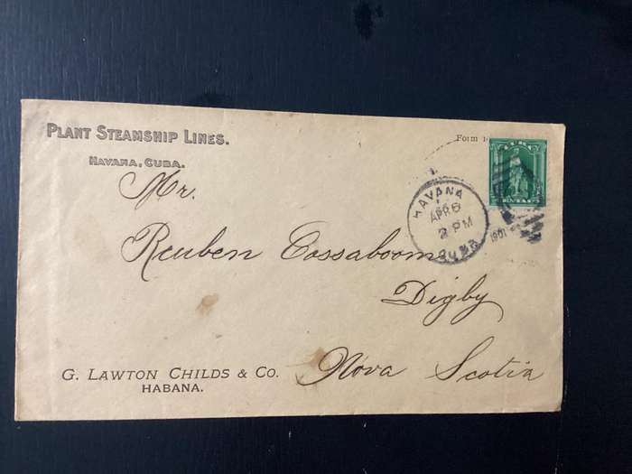 Havana Cuba 1901 1C Stamp on Cover to Nova Scotia via Tampa