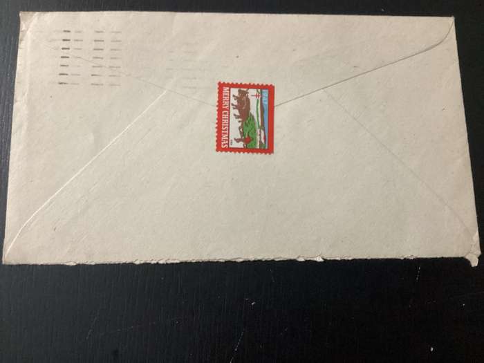 USA 1948 3C California Gold Centennial Stamp on cover DC to Canada Merry Christmas Sticker