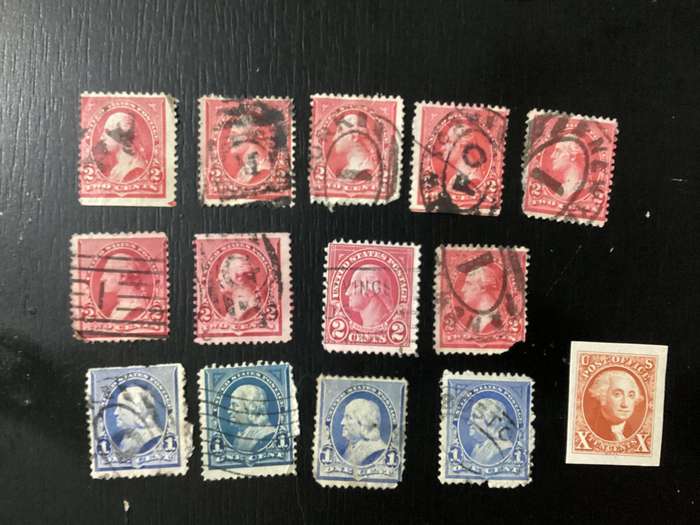 United States late 1800s early 1900s George Washington 1c and 2c stamps