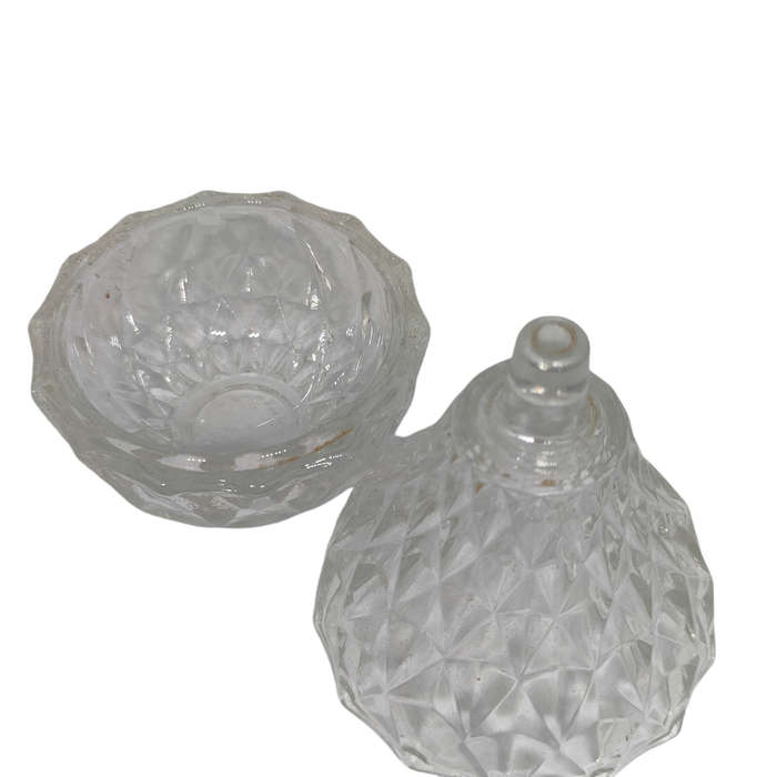 Cut glass pear shaped trinket holder - marked Italy