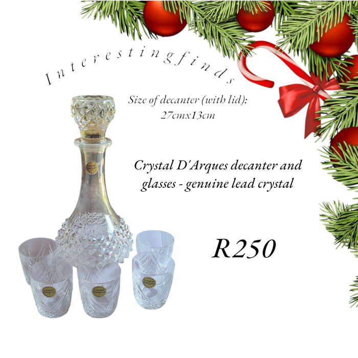 Genuine lead crystal decanter and glasses - D'Arques France