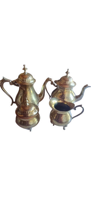 Silver plate coffee/tea set on tray